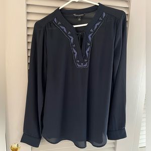 Navy embellished Banana Republic blouse